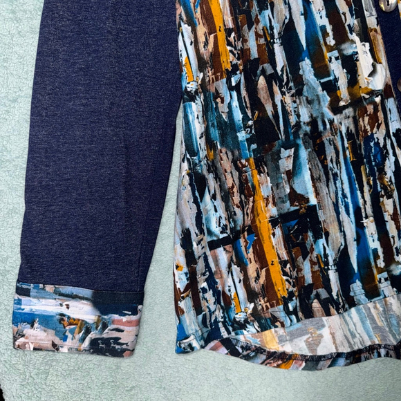 Women's Parsley & Sage Button Down Tunic Shirt XL Blue Brown Abstract Artsy - Picture 6 of 11